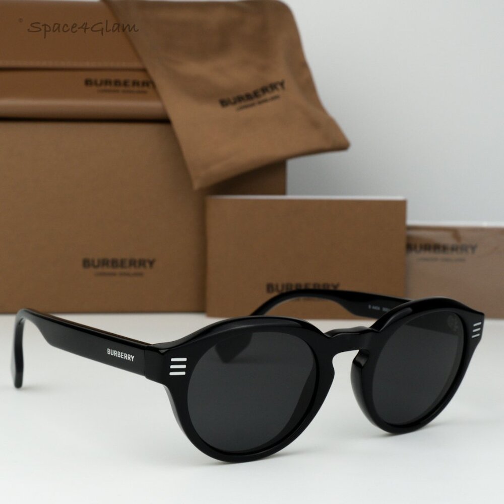 BRAND NEW Burberry BE4404 300187 Black Grey Oval Unisex Sunglasses BE4404